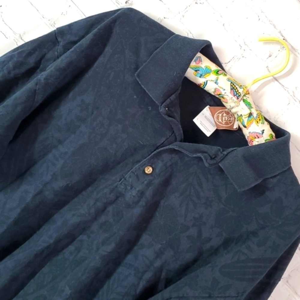 Panama Jack Sea Surf Tropical Beach Print Black Short Sleeve Polo Men's Size L - Picture 10 of 17